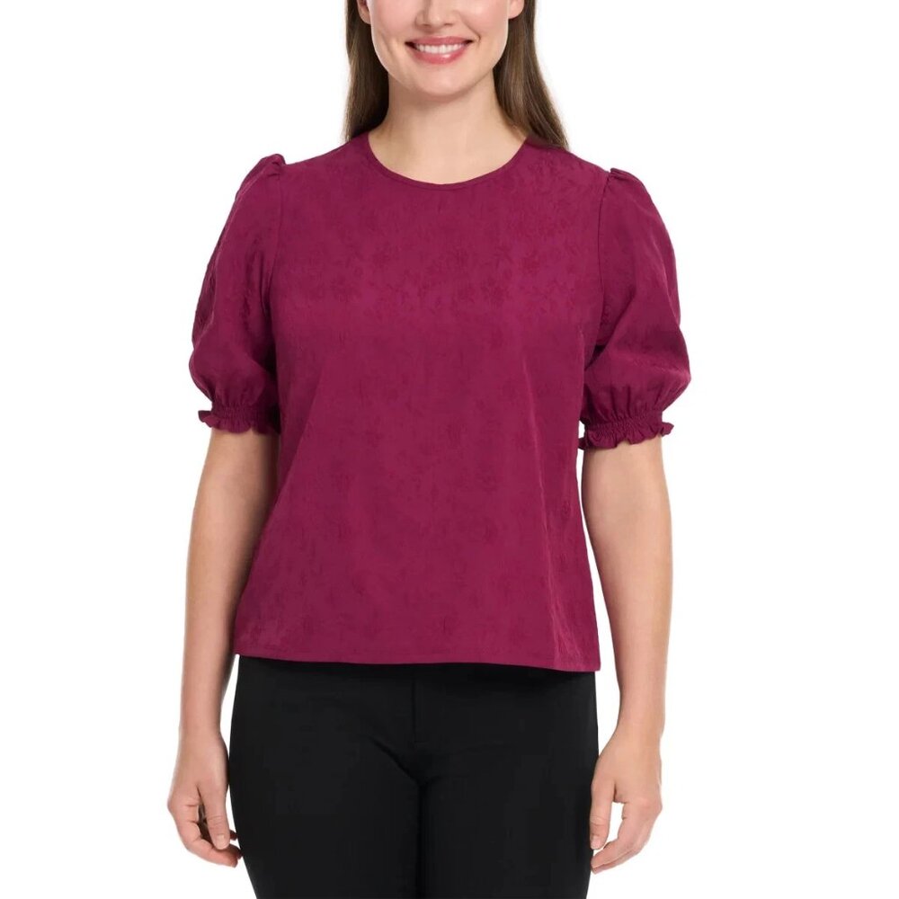 Ted Baker Women's Floral Textured Puff Sleeve Blouse Top, New, Large